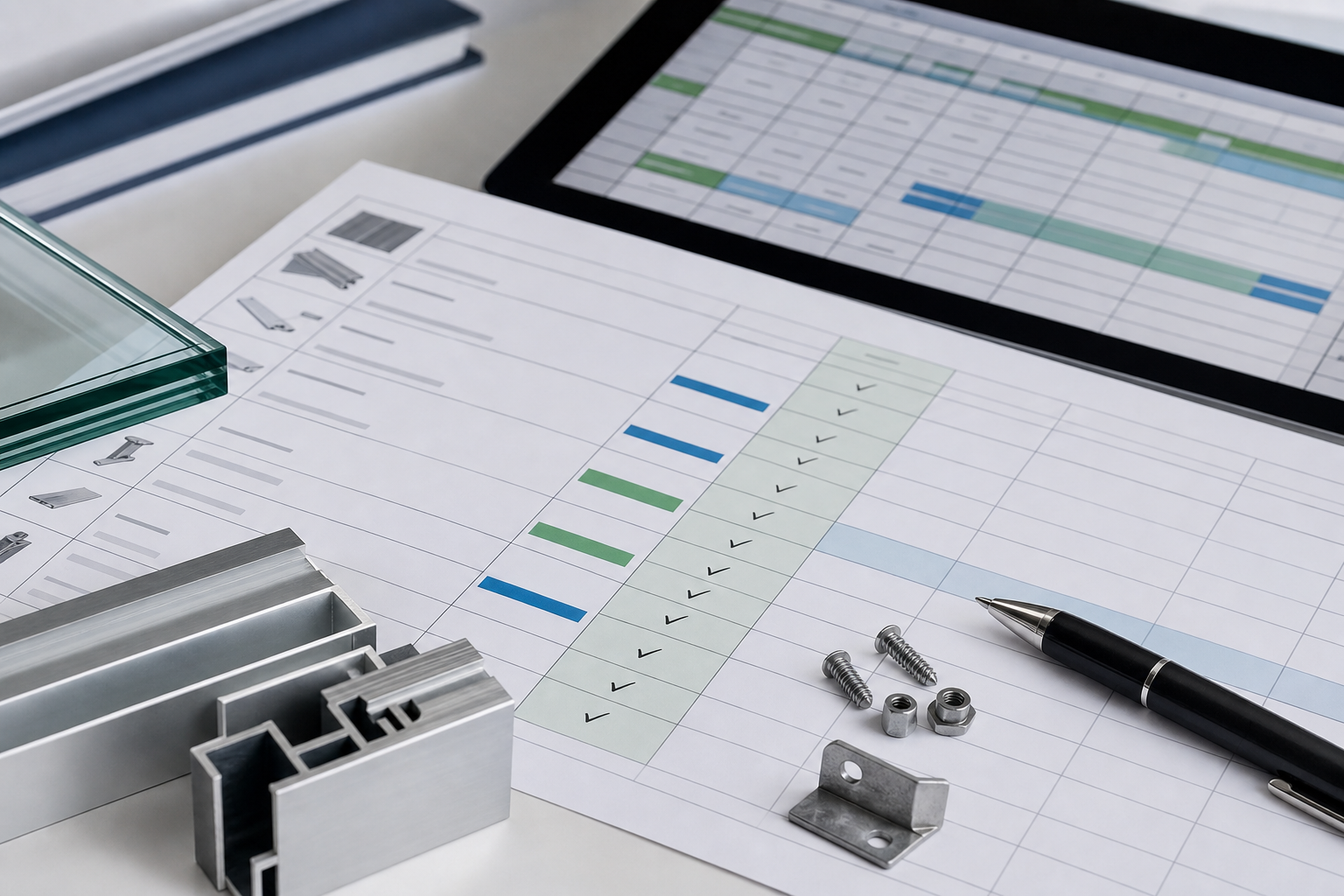 Greenhouse BOM checklist with component samples and quantity review