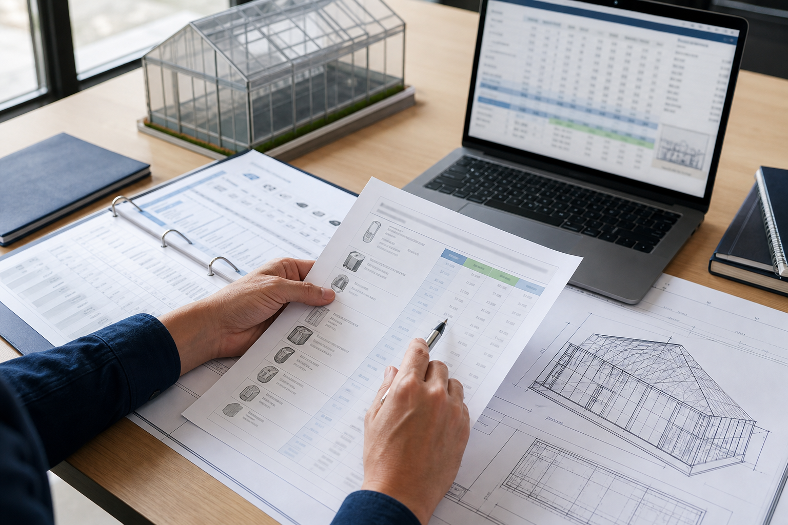Greenhouse contractor bid preparation with drawings, BOM, quotation and supplier coordination notes