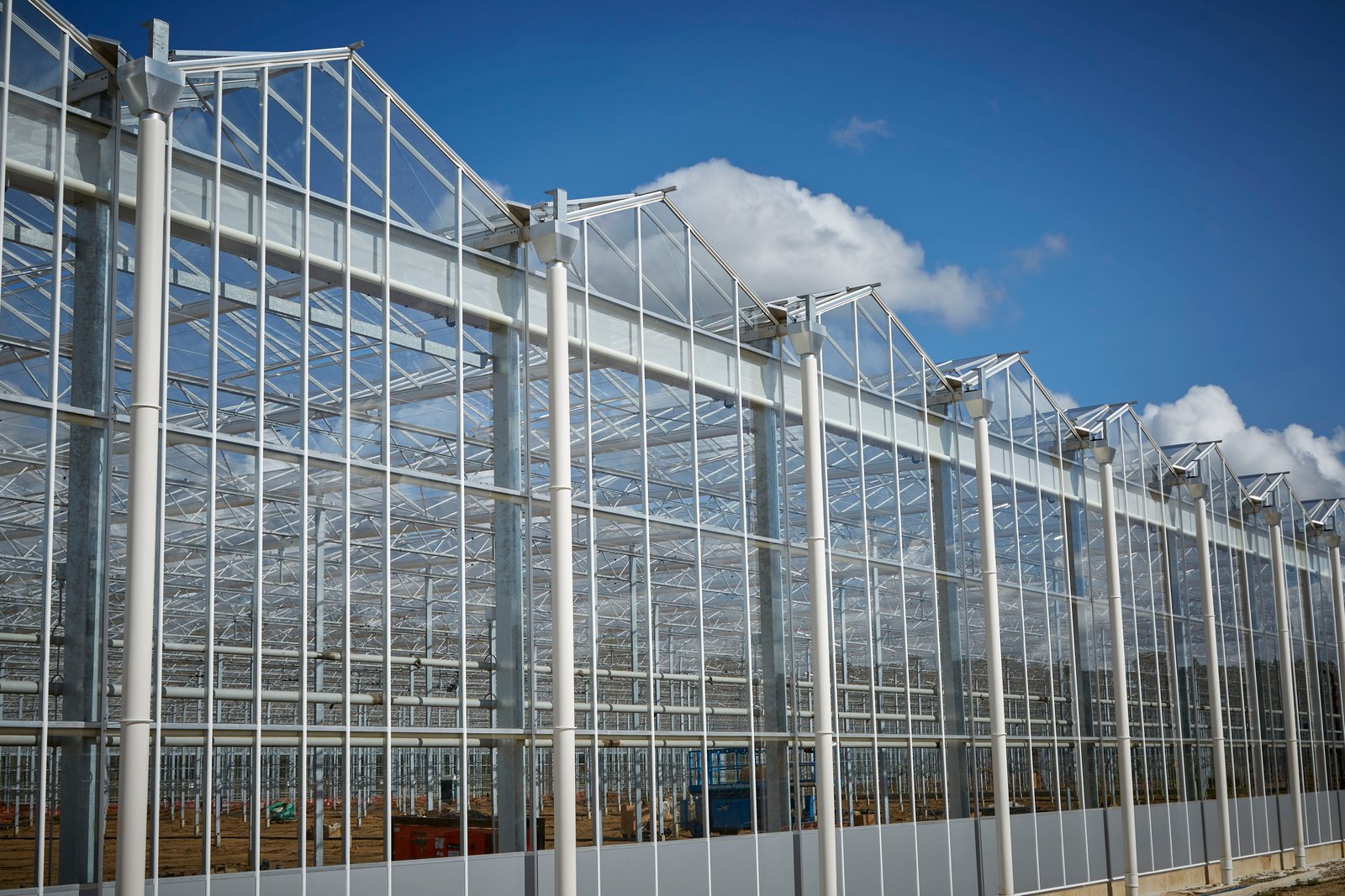 Greenhouse structure and glazing prepared for quality and delivery control